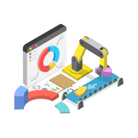 Illustration of a robot interacting with a computer screen, symbolizing Agile Software Development for modern businesses.